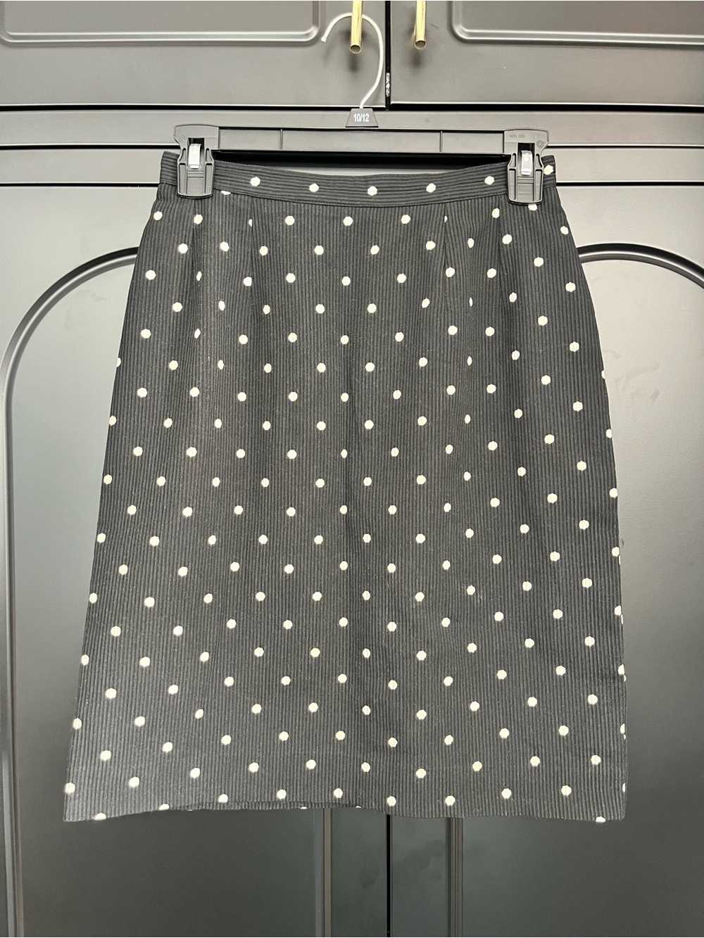 Guy Laroche Vintage Rare Black Pencil Skirt with White Polka Dots Size 36 US 6